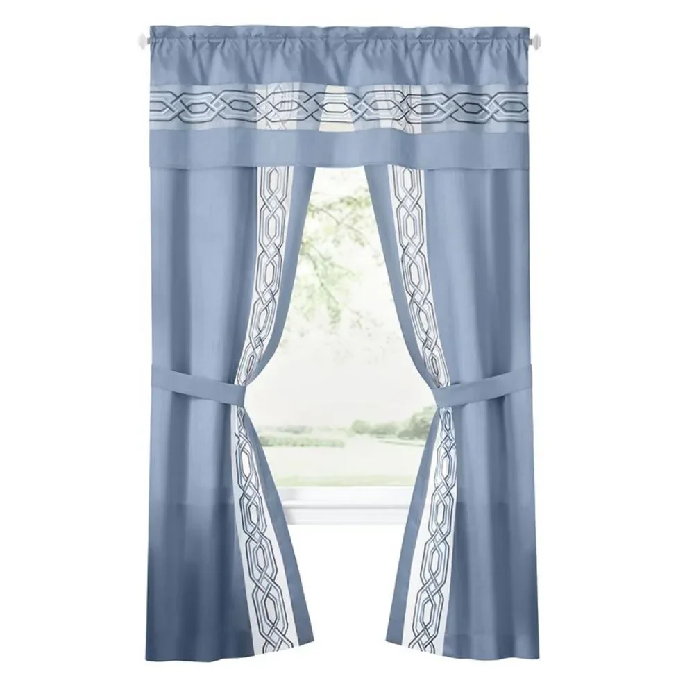 PowerSellerUSA Crisp & Clean Minimalist Two-Tone Window Curtain Set with
